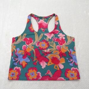Pro Player Moisture Wicking Racerback Workout Tank/Bra Bright Florals Teal Sz.3X